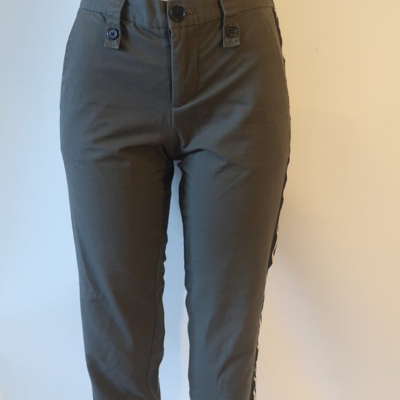 Zadig & Voltaire Pomelo Rip Stop Gray, Black, Gold Stripe Chino Pants EU 34/XS - Picture 4 of 8